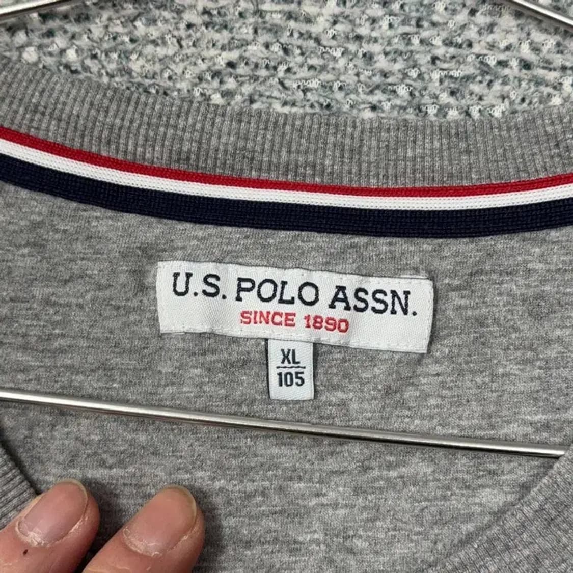 US폴로 로고 라이트 그레이 맨투맨 XL 상품이미지3