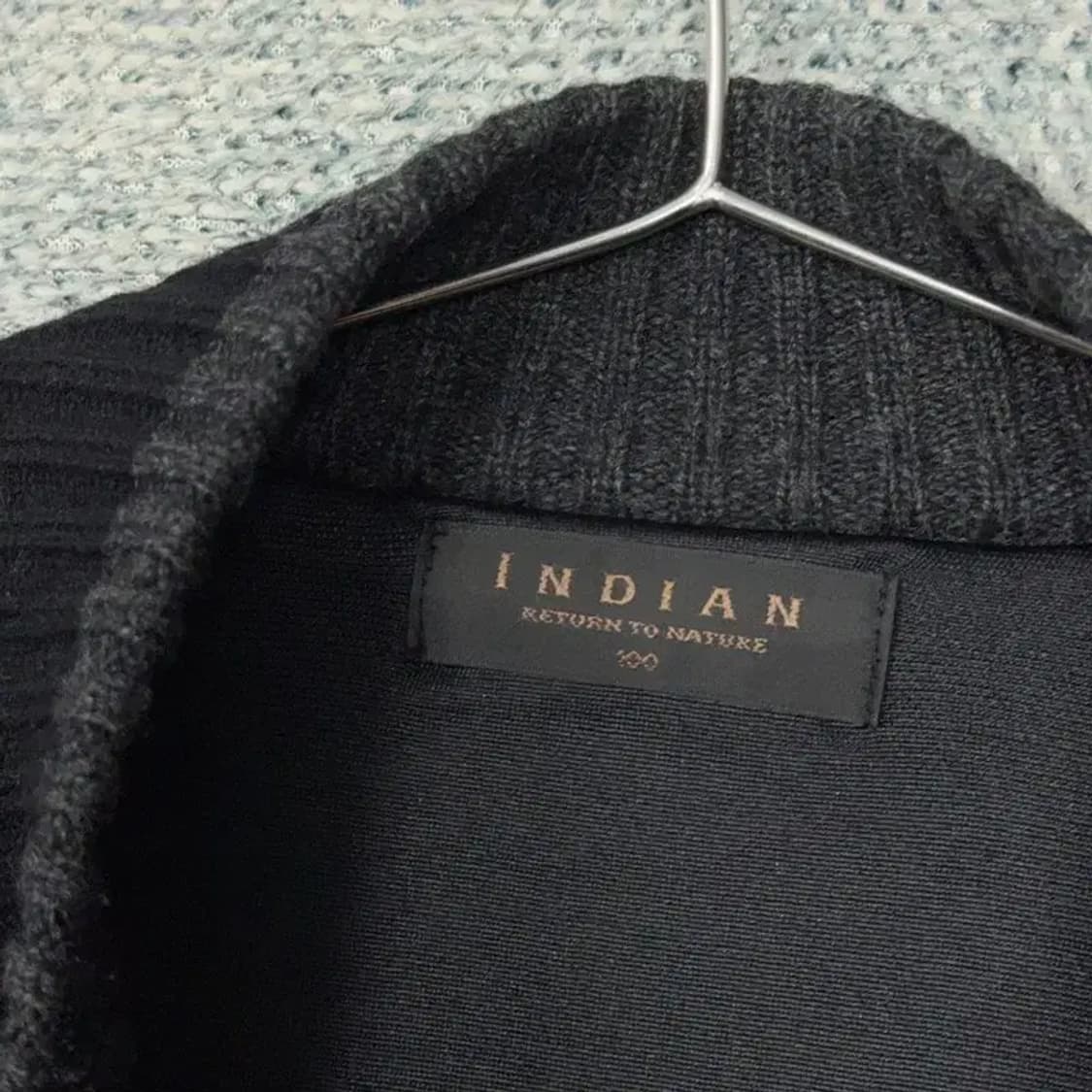 인디안 남성 캐주얼 그레이 울 니트 집업 100 상품이미지3