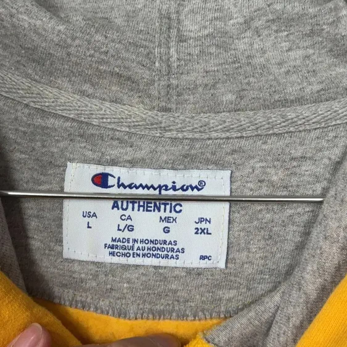 챔피온 옐로우 소매 로고 오버핏 후드티 L 상품이미지3