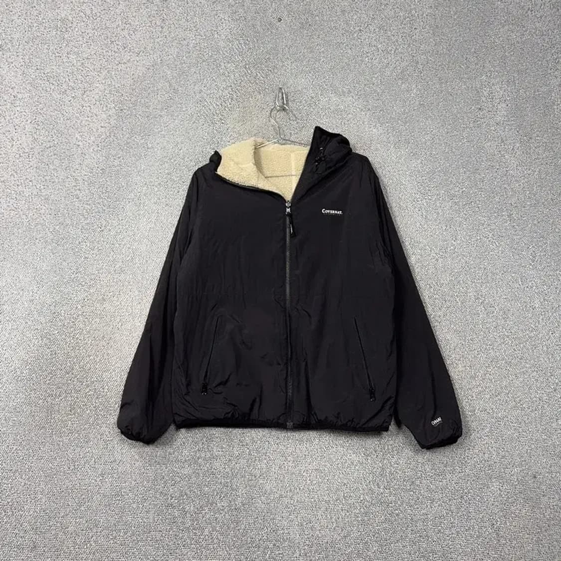 커버낫 블랙 베이지 양면 리버시블 뽀글이 자켓 M 상품이미지1