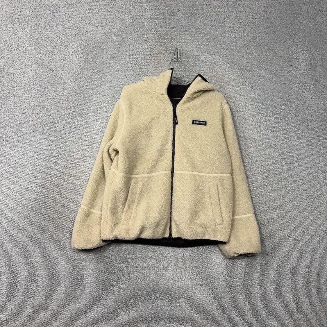 커버낫 블랙 베이지 양면 리버시블 뽀글이 자켓 M 상품이미지3