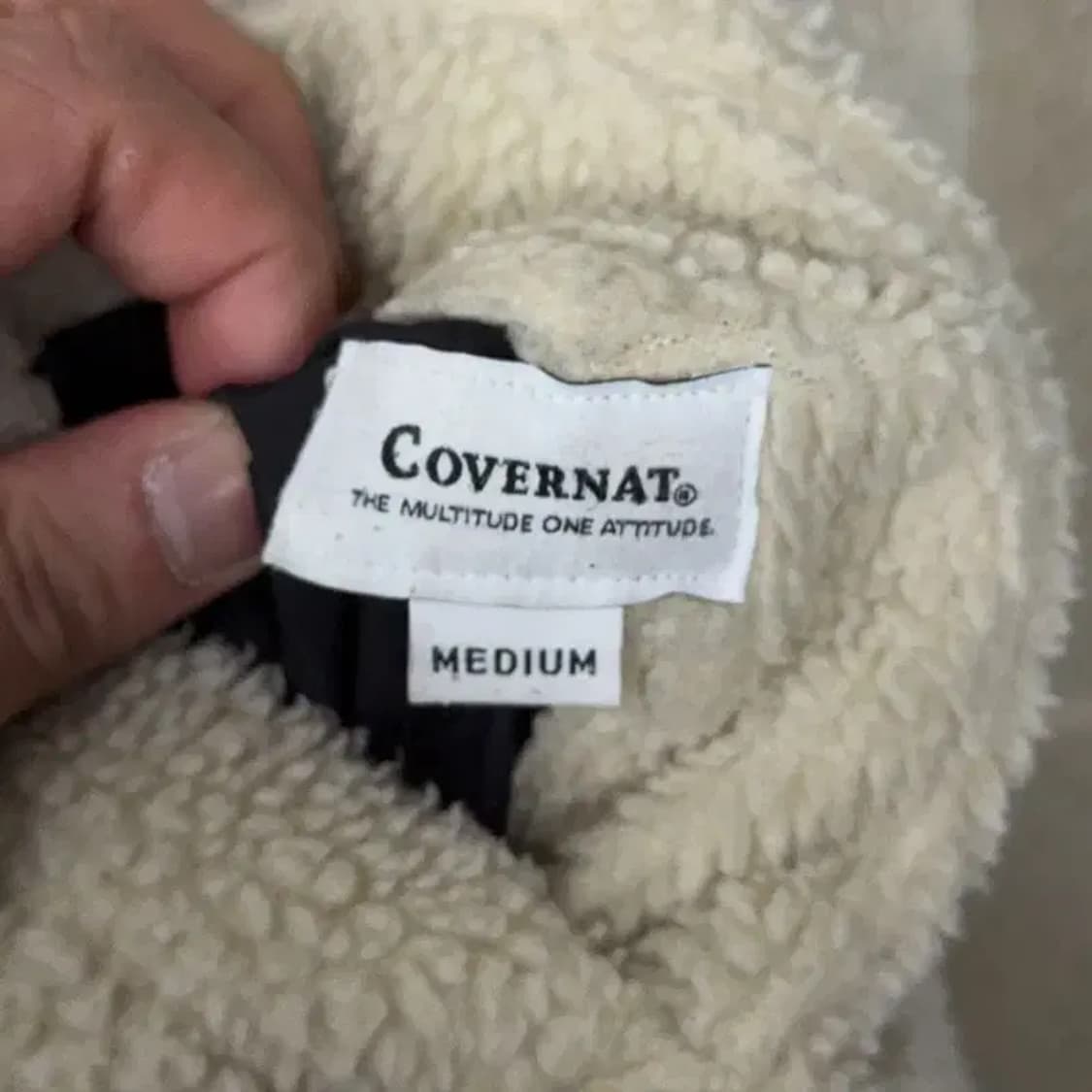 커버낫 블랙 베이지 양면 리버시블 뽀글이 자켓 M 상품이미지5