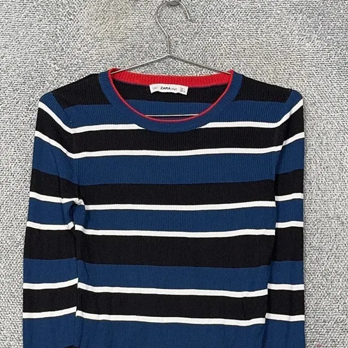 자라 스트라이프 블루 니트 L 상품이미지3