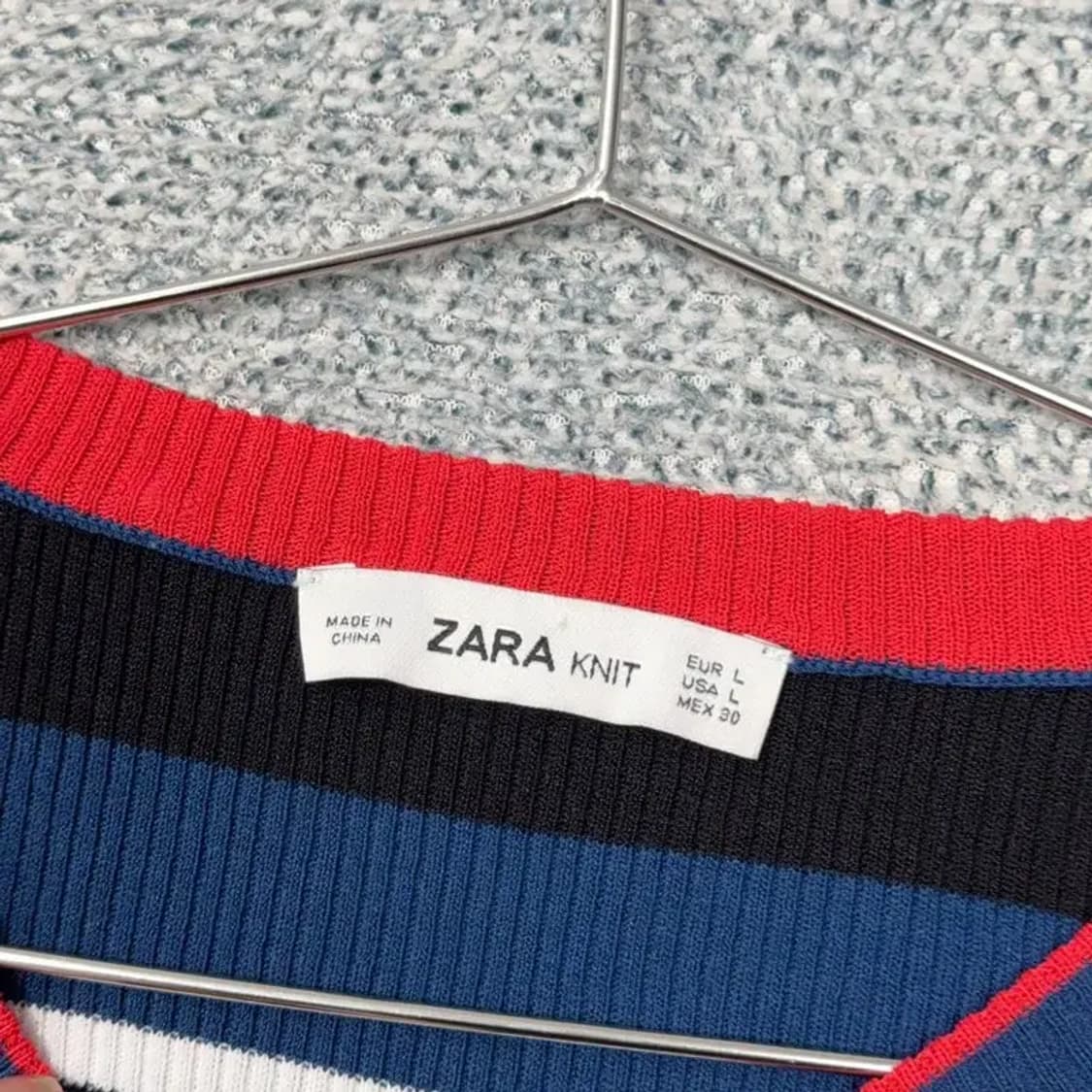 자라 스트라이프 블루 니트 L 상품이미지5