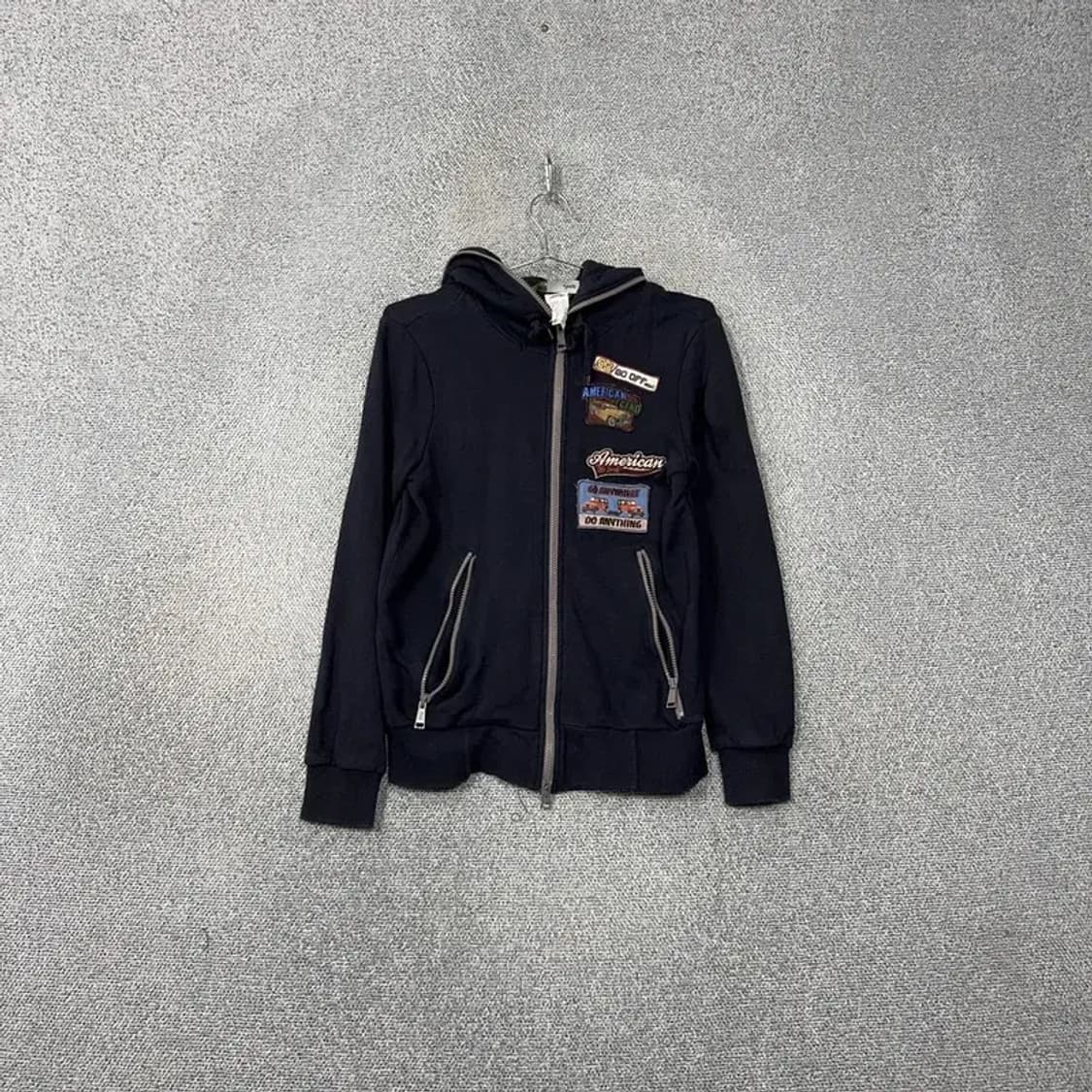 지프 프린팅 패치 빈티지 네이비 후드집업 S 상품이미지1