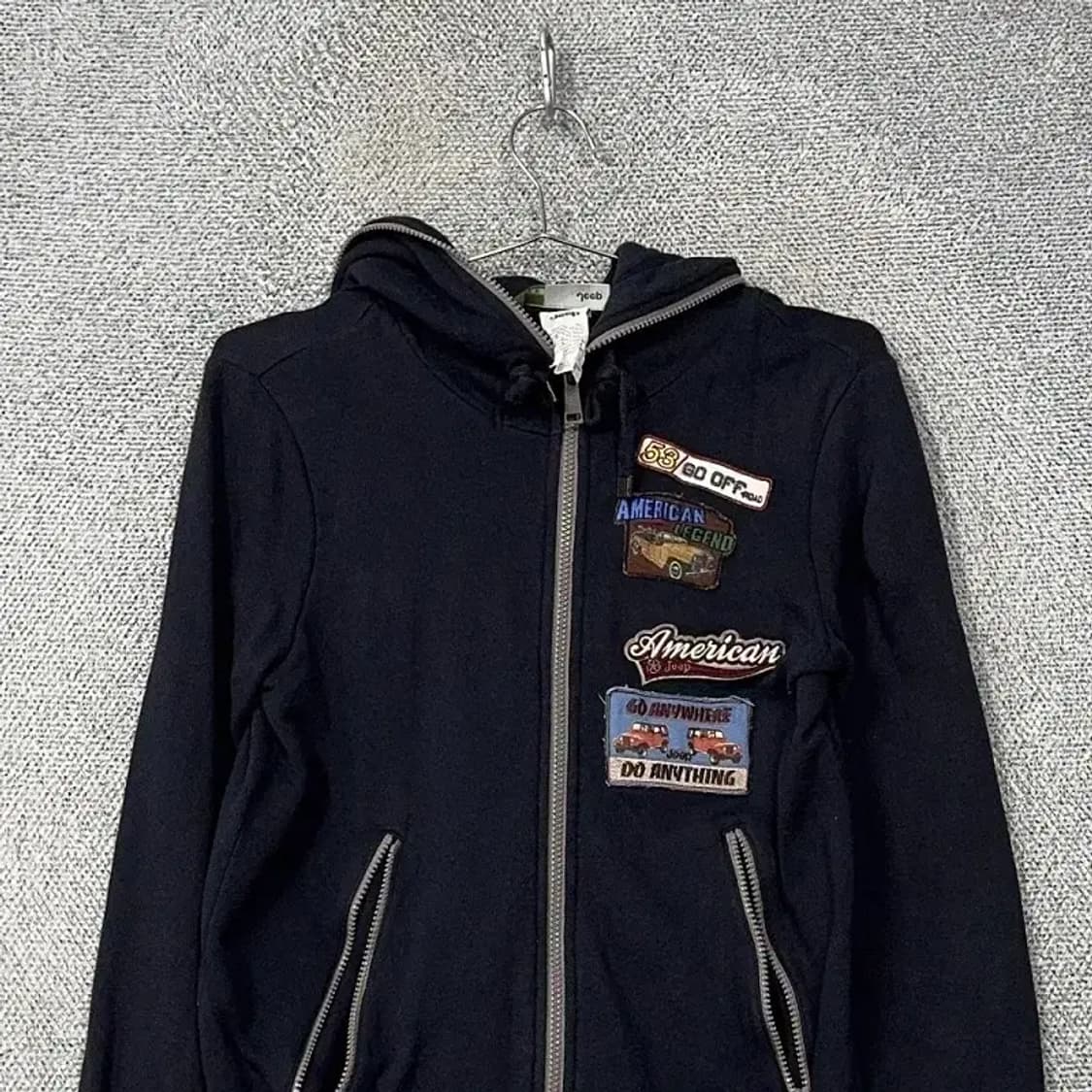 지프 프린팅 패치 빈티지 네이비 후드집업 S 상품이미지3