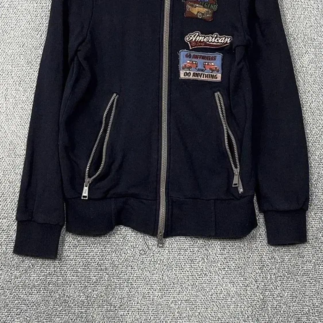 지프 프린팅 패치 빈티지 네이비 후드집업 S 상품이미지4