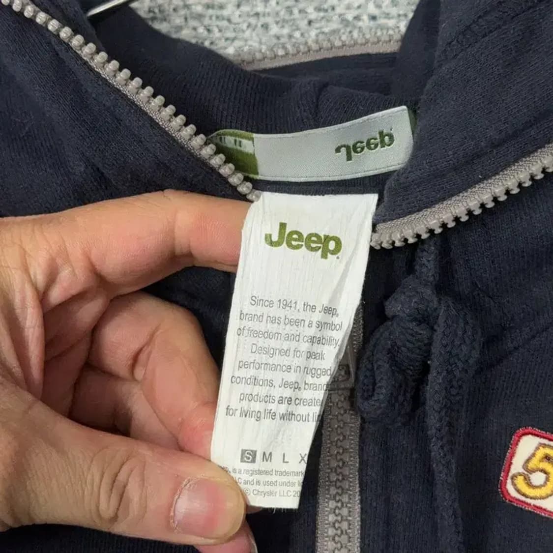 지프 프린팅 패치 빈티지 네이비 후드집업 S 상품이미지5