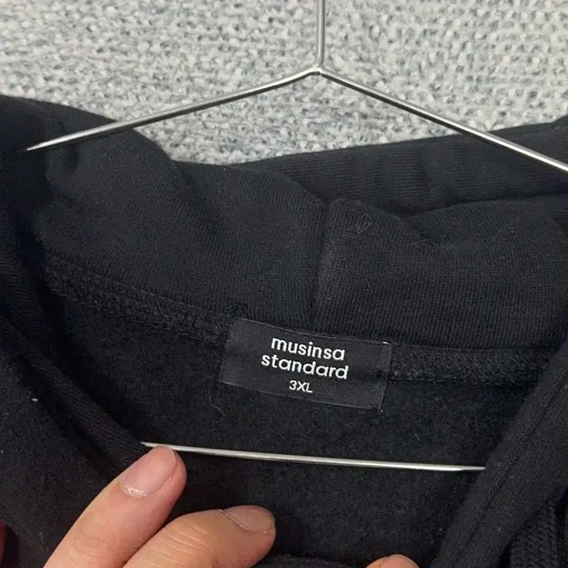 무신사스탠다드 블랙 오버핏 스웻 후드티 3XL 상품이미지5