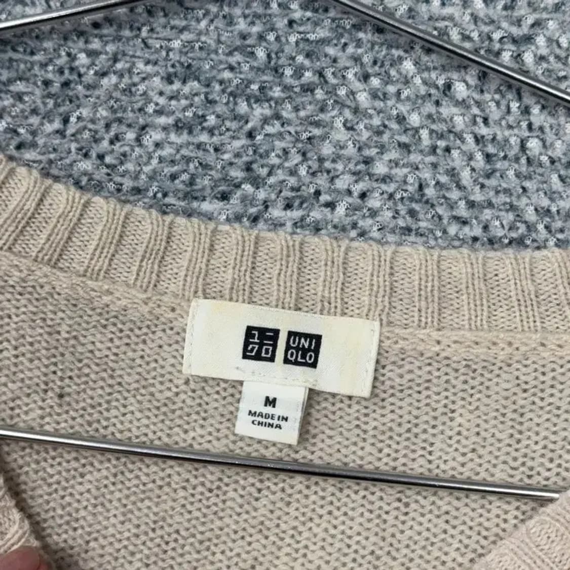 유니클로 베이지 남성 캐주얼 울 니트 M 상품이미지5