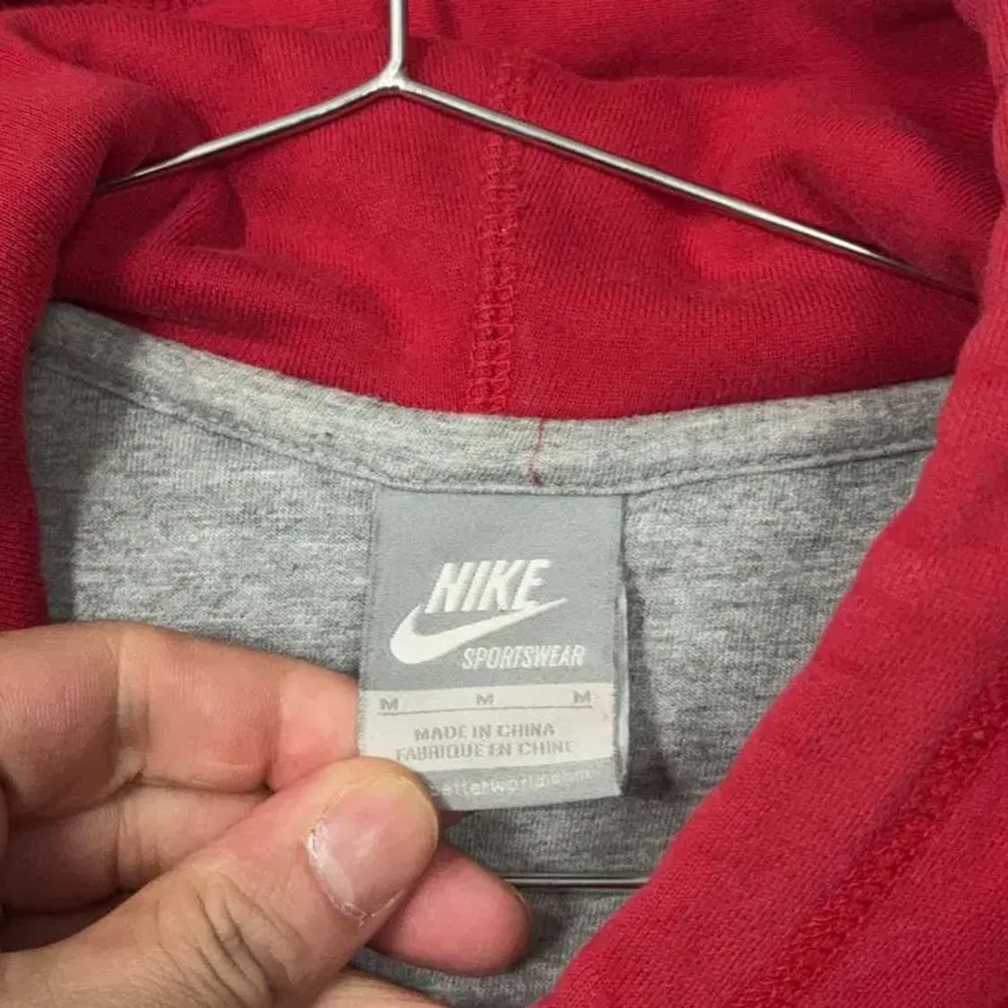 나이키 빅스우시 프린팅 레드 후드티 M 상품이미지5