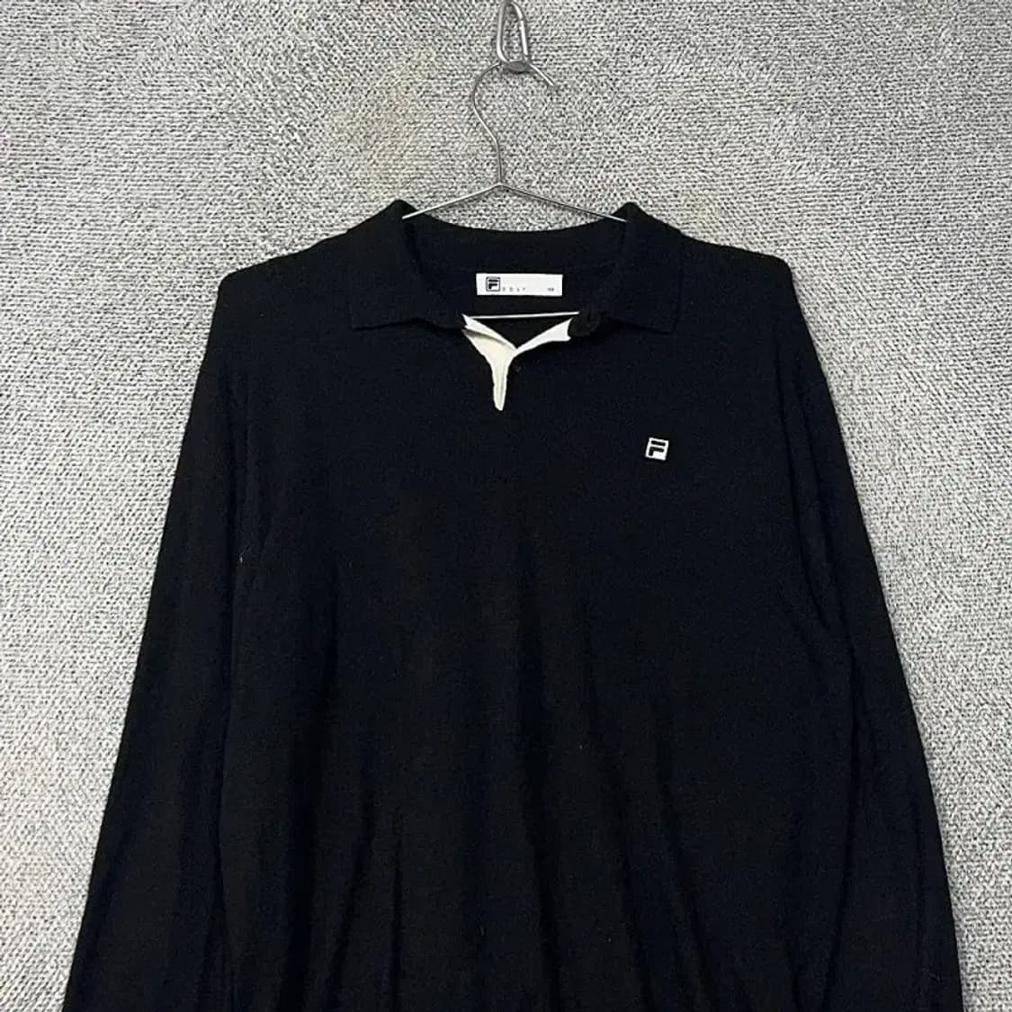 휠라 골프 로고 캐주얼 블랙 카라 니트 100 상품이미지3