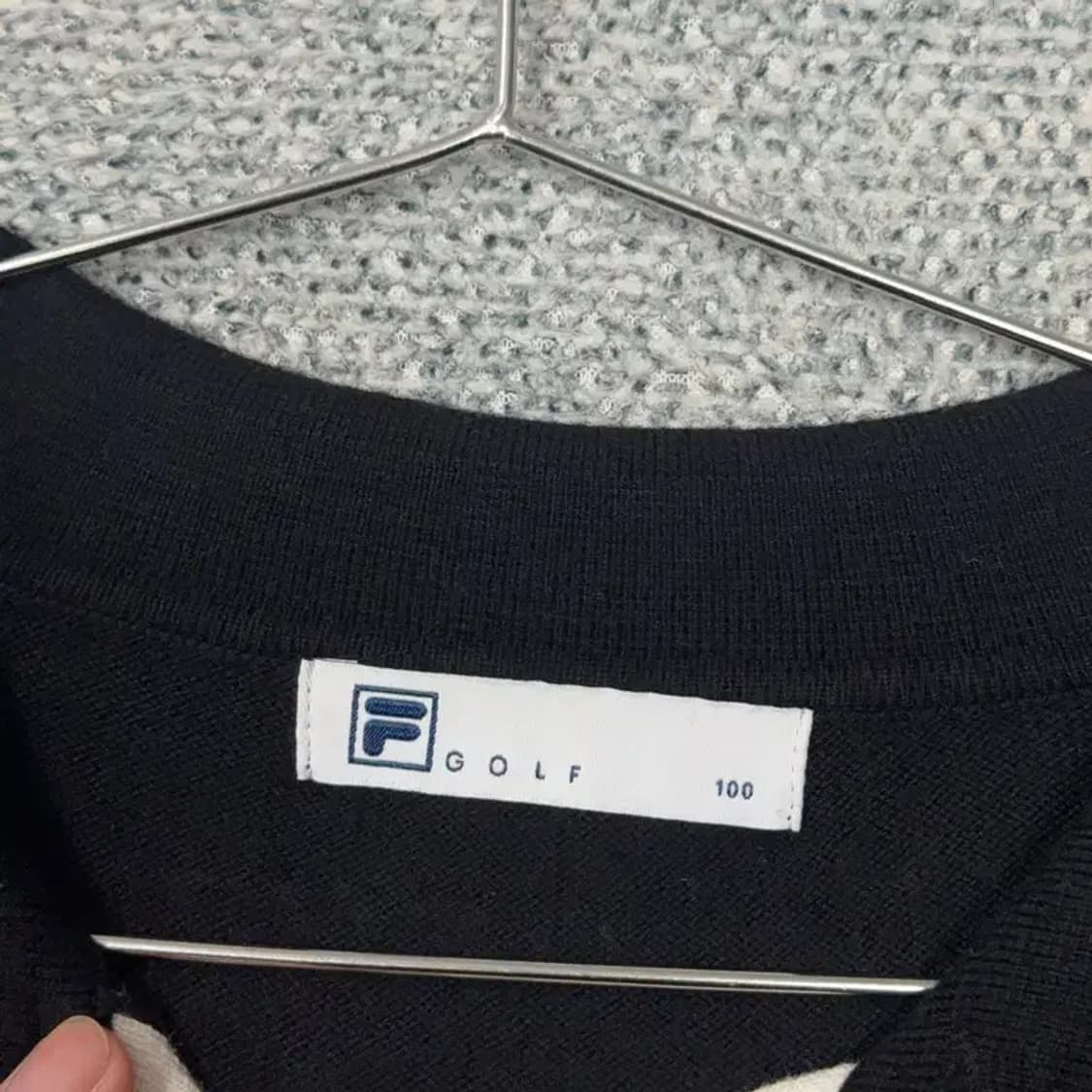 휠라 골프 로고 캐주얼 블랙 카라 니트 100 상품이미지5