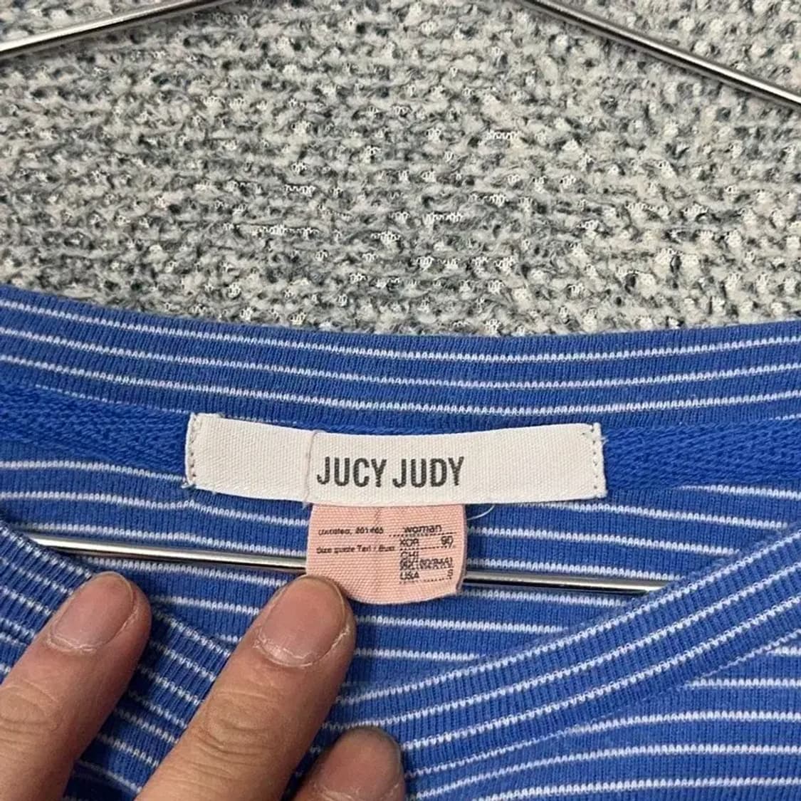쥬씨쥬디 로고 여성 블루 캐주얼 긴팔티 S 상품이미지5