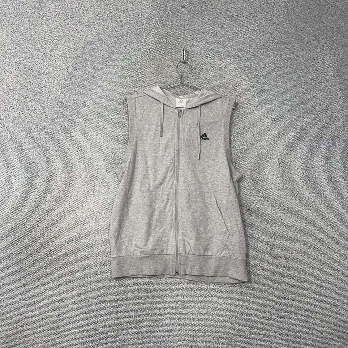 아디다스 삼각 로고 그레이 후드 민소매 집업 조끼 95 상품이미지1