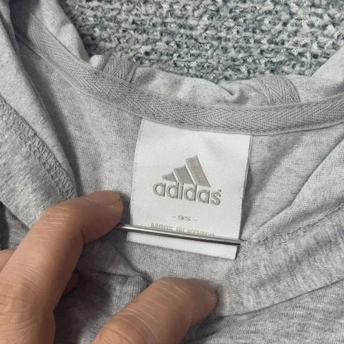 아디다스 삼각 로고 그레이 후드 민소매 집업 조끼 95 상품이미지5