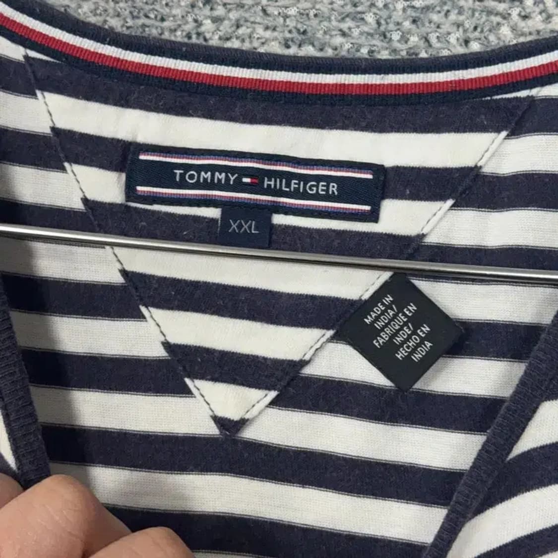 타미힐피거 스트라이프 캐주얼 남성 오버핏 반팔티 XXL 상품이미지3
