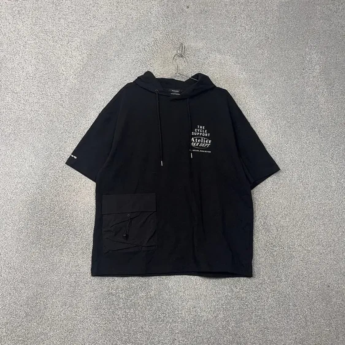 [새상품]버커루 블랙 프린팅 반팔 후드티 L 상품이미지1