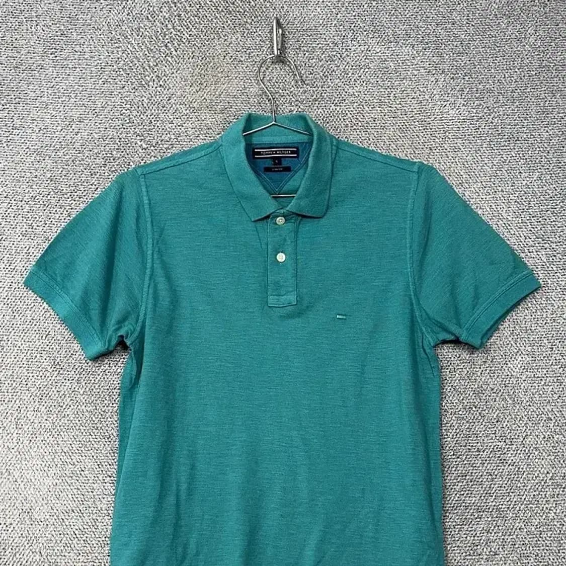 타미힐피거 심플 로고 민트 크린 반팔 카라티 S 상품이미지3