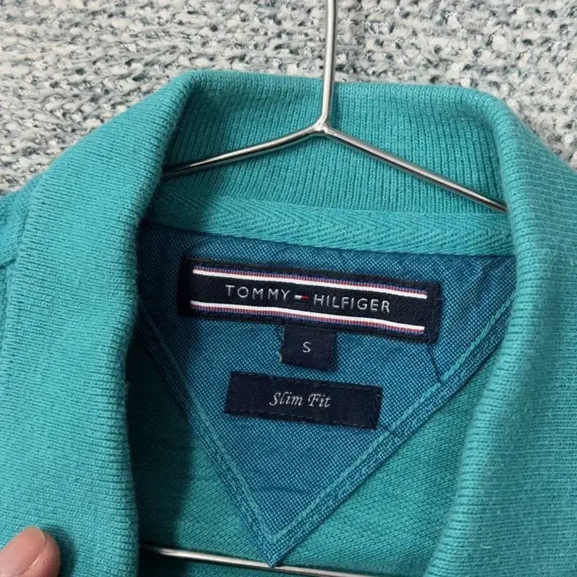 타미힐피거 심플 로고 민트 크린 반팔 카라티 S 상품이미지5