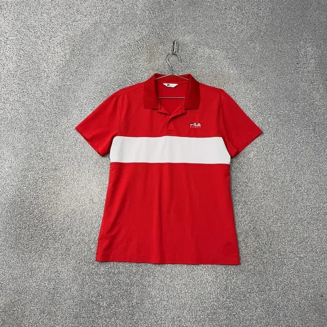 휠라 레드 로고 남성 기능성 반팔 카라티 100 상품이미지1