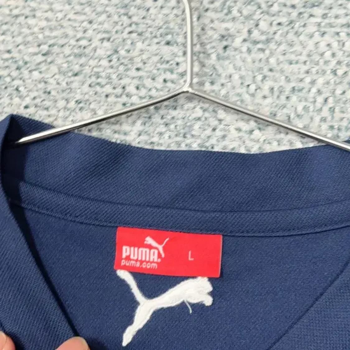 푸마 네이비 로고 기능성 반팔티 L 상품이미지4