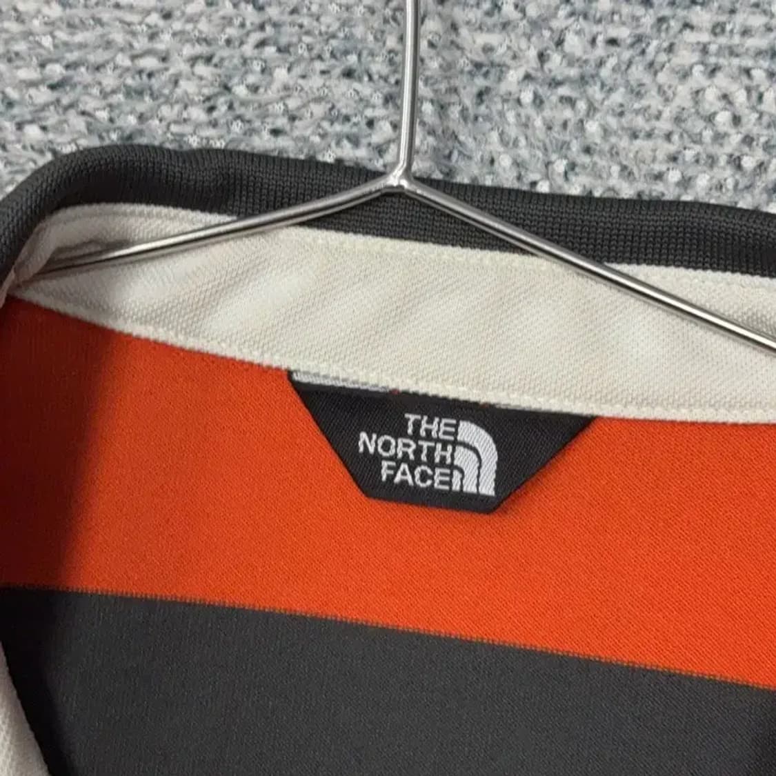 노스페이스 스트라이프 오렌지 로고 반팔 카라티 100 상품이미지3