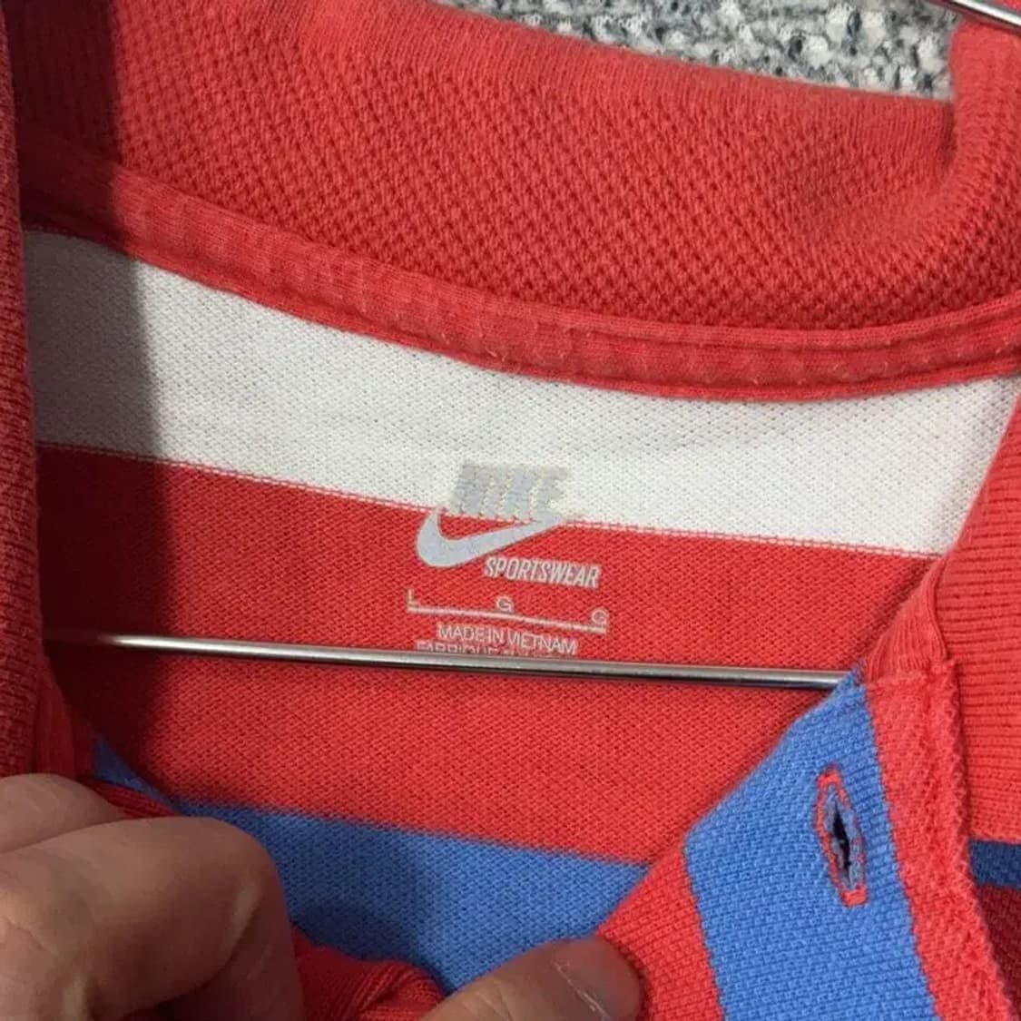 나이키 스트라이프 레드 로고 남성 반팔 카라티 L 상품이미지5