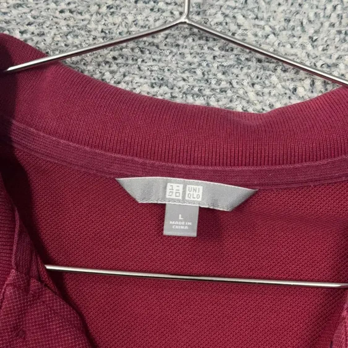 유니클로 버건디 캐주얼 무지 남성 반팔 카라티 L 상품이미지3