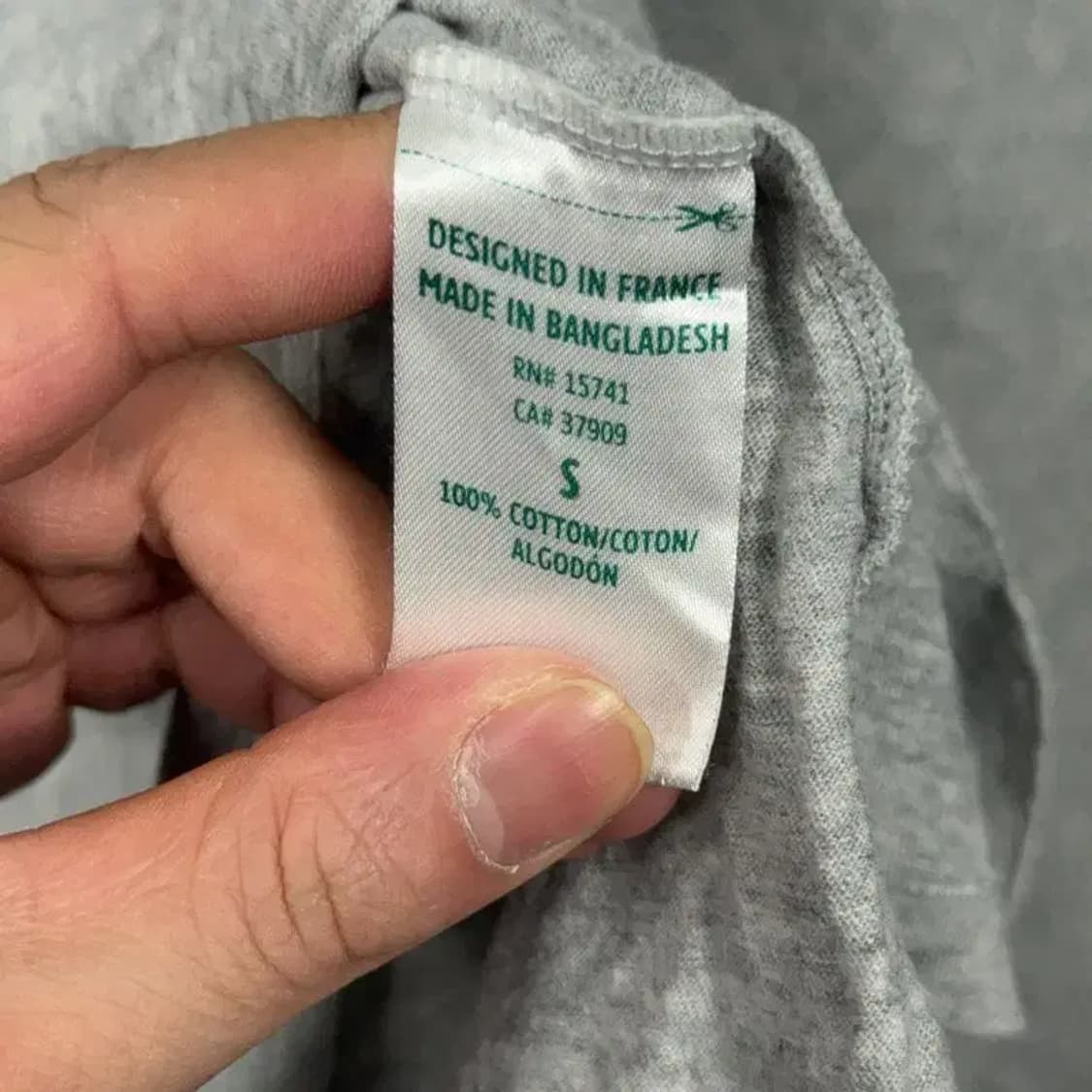 라코스테 라이트 그레이 코튼 반팔티 S 상품이미지4