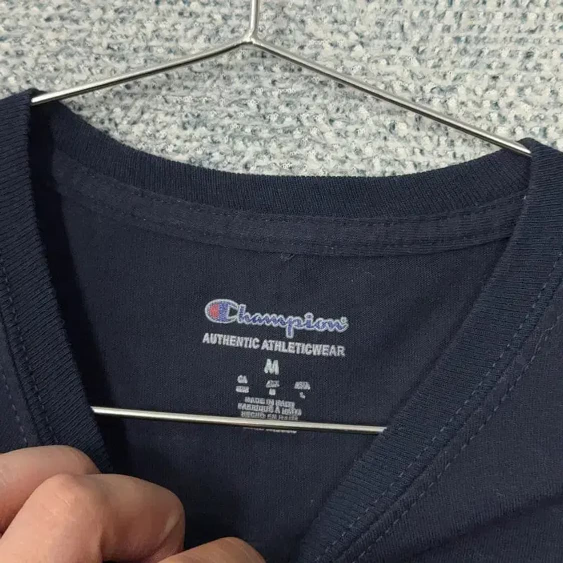 챔피온 베이직 로고 네이비 반팔 티 M 상품이미지3