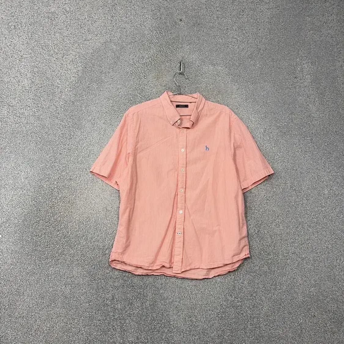 해지스 남성 스트라이프 코랄 반팔 셔츠 110 상품이미지1