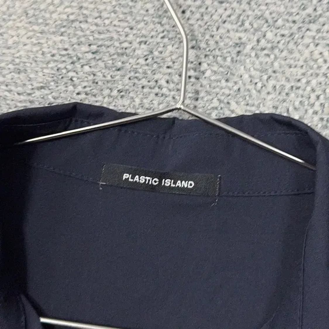 플라스틱아일랜드 네이비 반팔 셔츠 원피스 M 상품이미지5