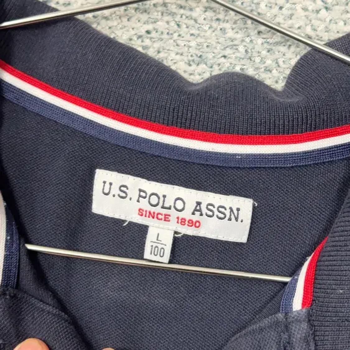 US폴로 아쎈 네이비 남성 반팔 카라티 L 상품이미지3