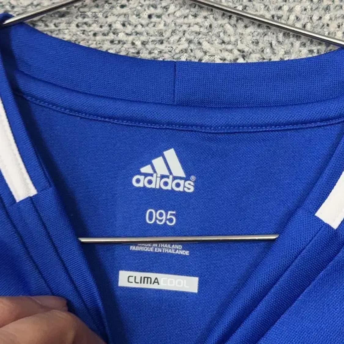 아디다스 블루 로고 삼선 기능성 운동 반팔티 95 상품이미지5