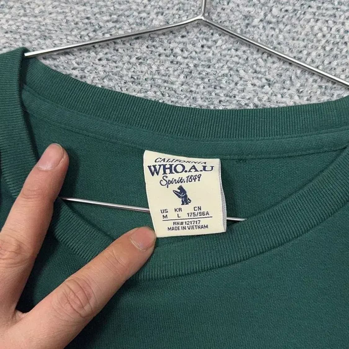 후아유 로고 프린팅 그린 반팔 티 M 상품이미지4