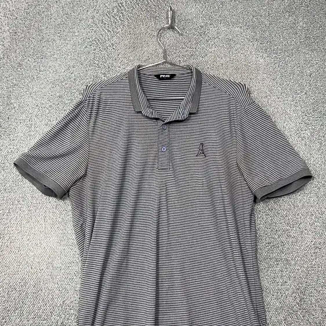 핑 스트라이프 그레이 로고 골프 기능성 반팔 카라티 100 상품이미지3