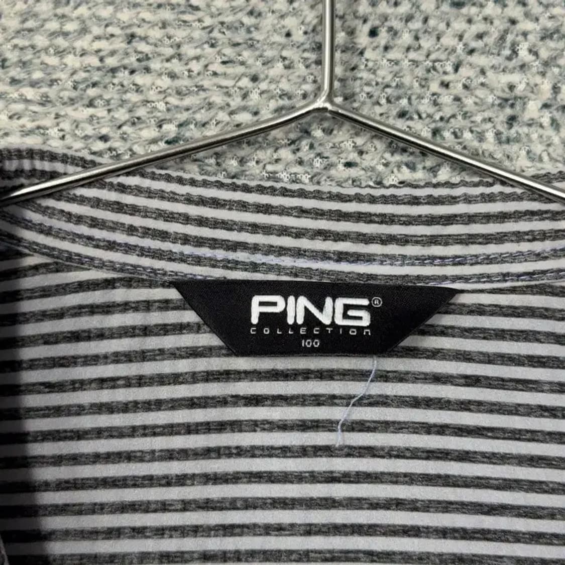 핑 스트라이프 그레이 로고 골프 기능성 반팔 카라티 100 상품이미지5