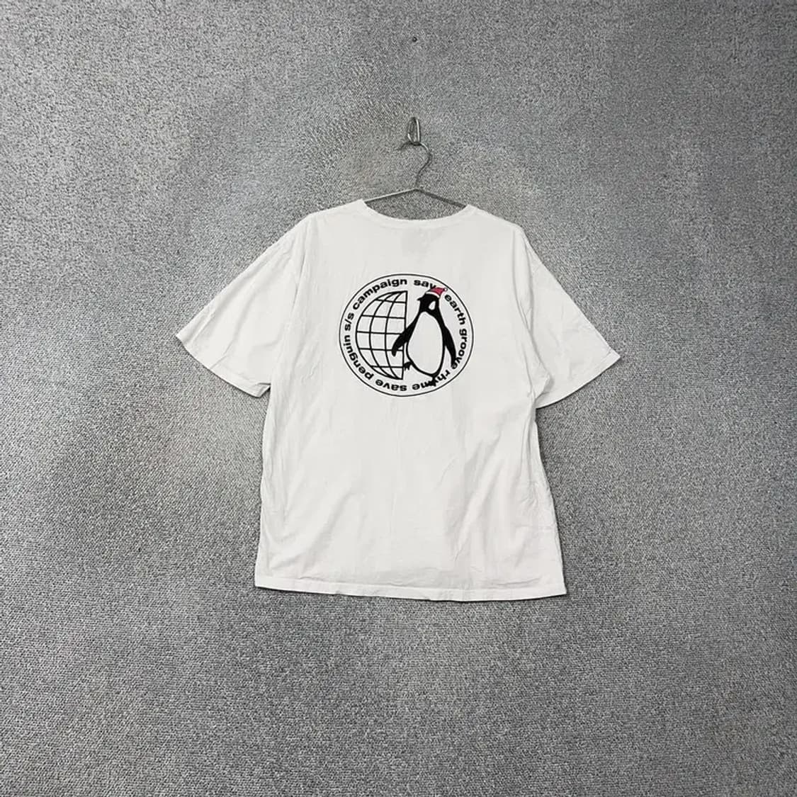 그루브라임 펭귄 백프린팅 화이트 코튼 반팔티 XL 상품이미지1