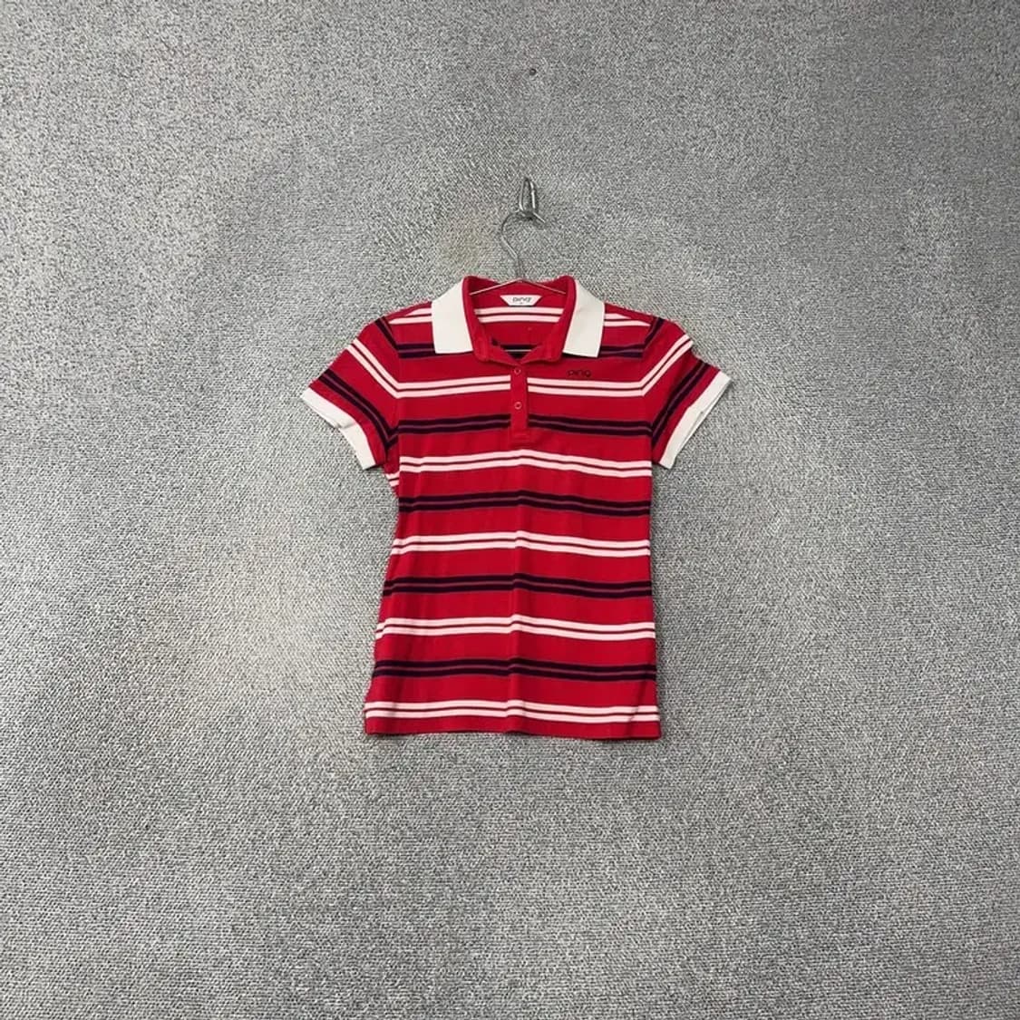 핑 스트라이프 레드 기능성 반팔 카라티 90 상품이미지1