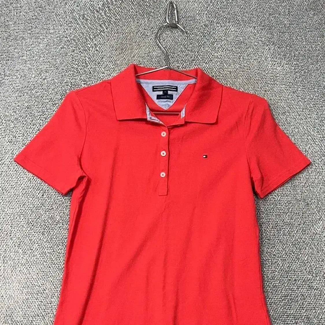 타미힐피거 레드 로고 여성 반팔 카라티 S 상품이미지3
