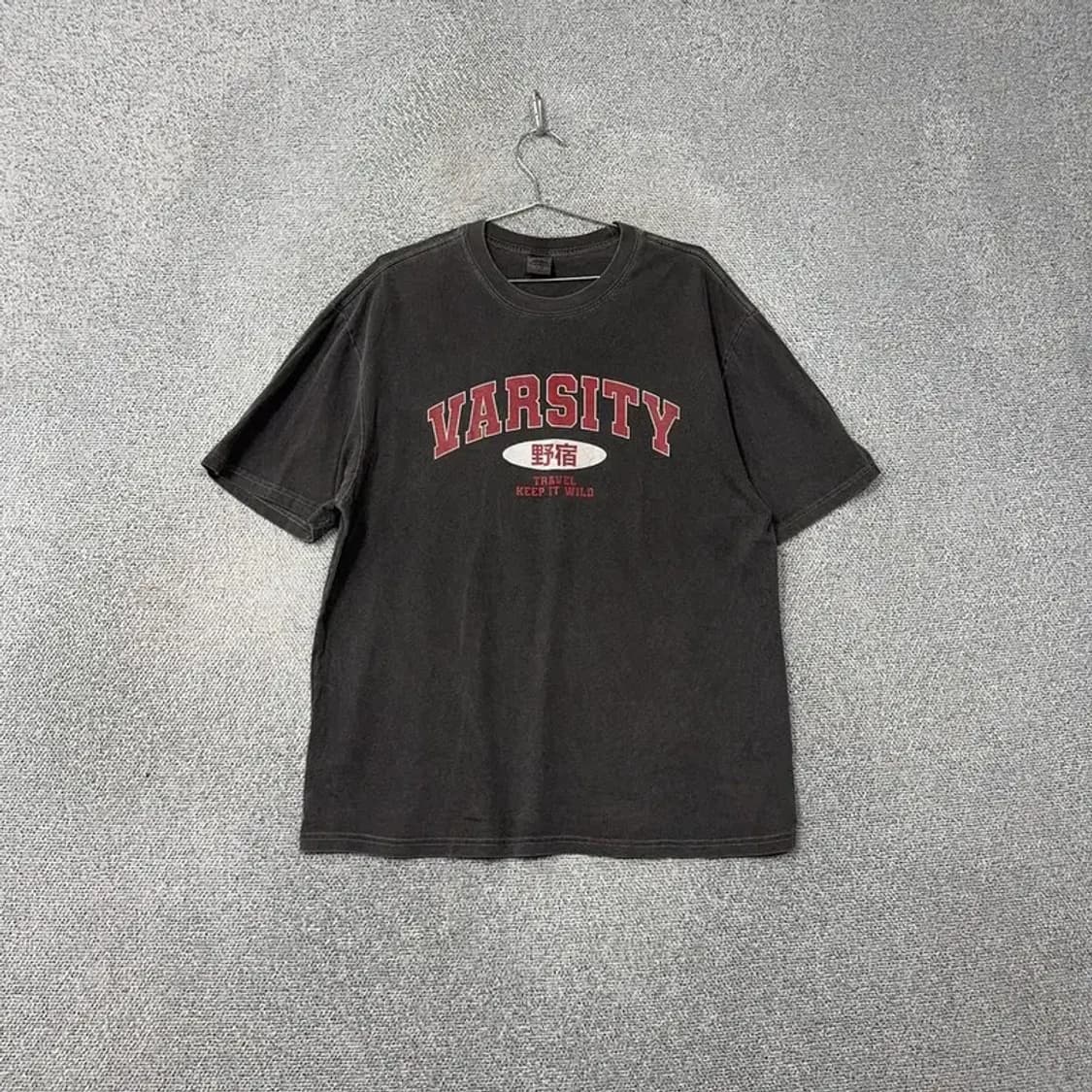 트래블 프린팅 빈티지 피그먼트 그레이 반팔 티 L 상품이미지1