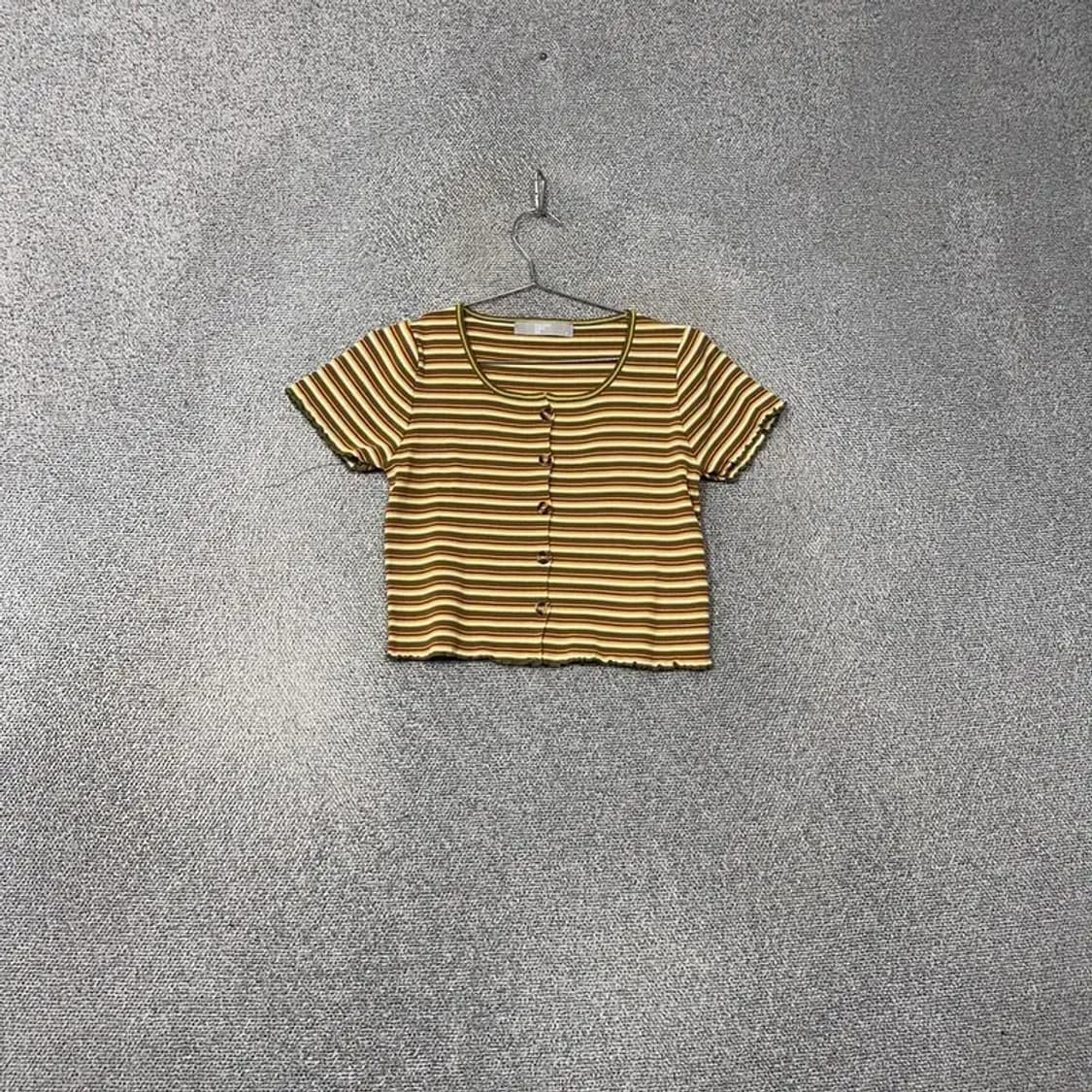 에잇세컨즈 캐주얼 스트라이프 크롭 반팔 가디건 F 상품이미지1