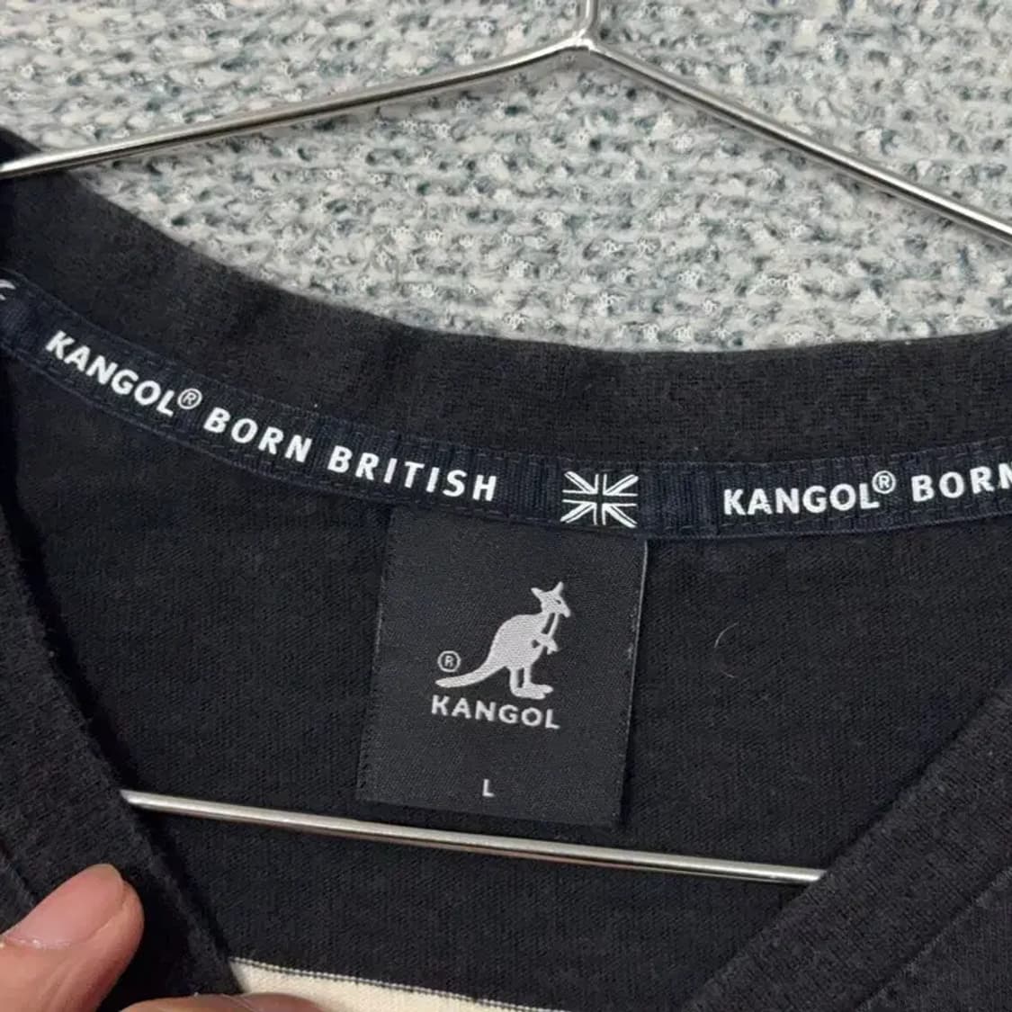 캉골 스트라이프 블랙 캐주얼 로고 남성 반팔티 L 상품이미지3