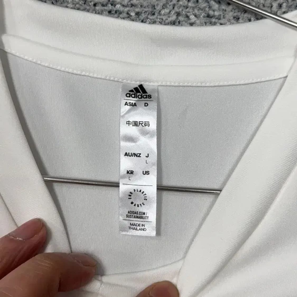 아디다스 화이트 로고 운동 기능성 반팔티 L 상품이미지5