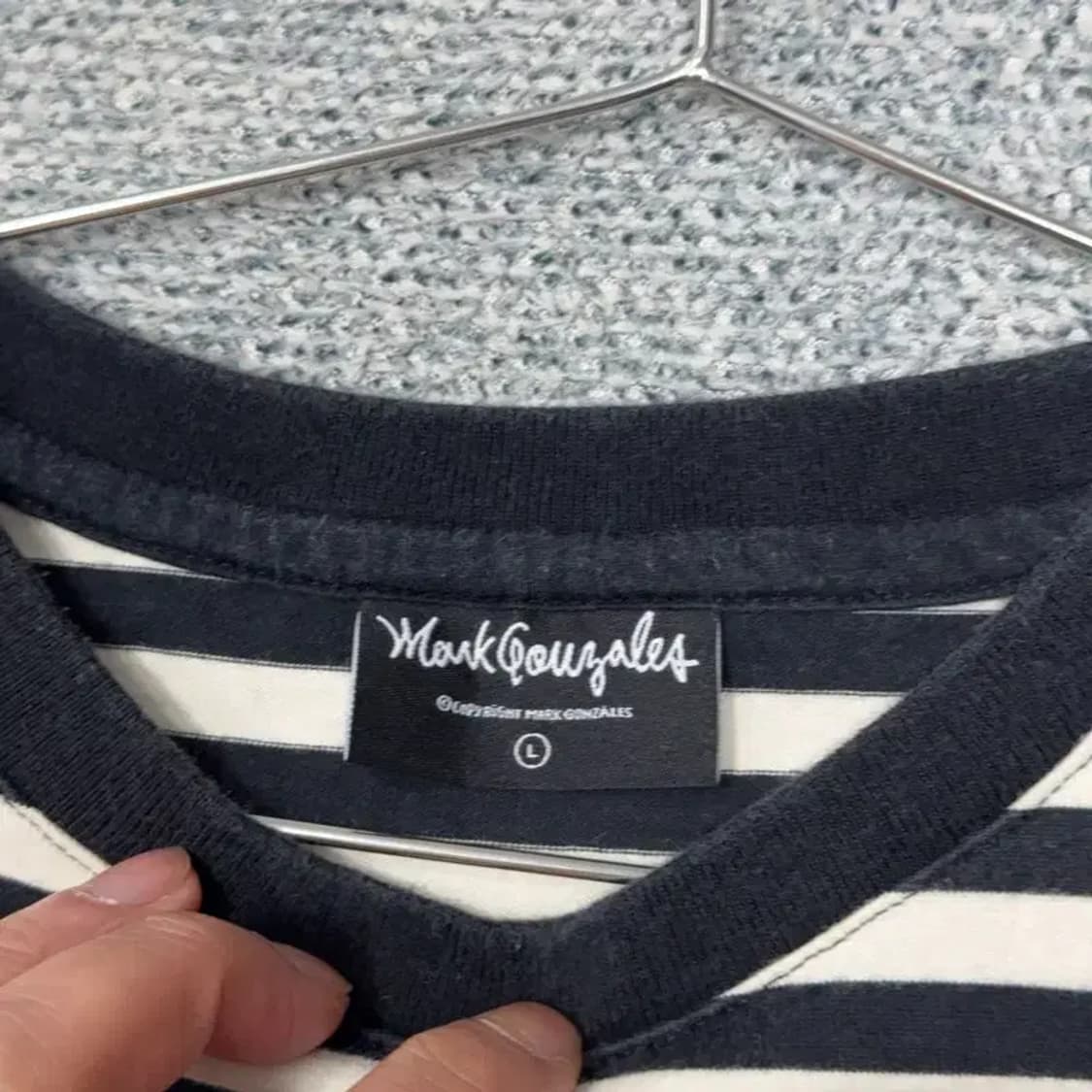 마크곤잘레스 로고 캐주얼 스트라이프 블랙 반팔 티 L 상품이미지3