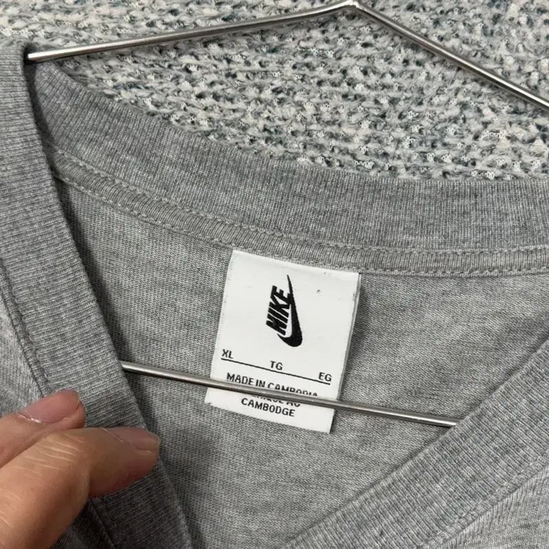 나이키 라이트 그레이 로고 오버핏 반팔 티 XL 상품이미지3
