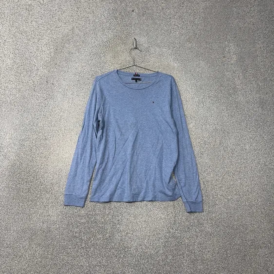 타미힐피거 라이트 블루 캐주얼 로고 코튼 긴팔티 M 상품이미지1