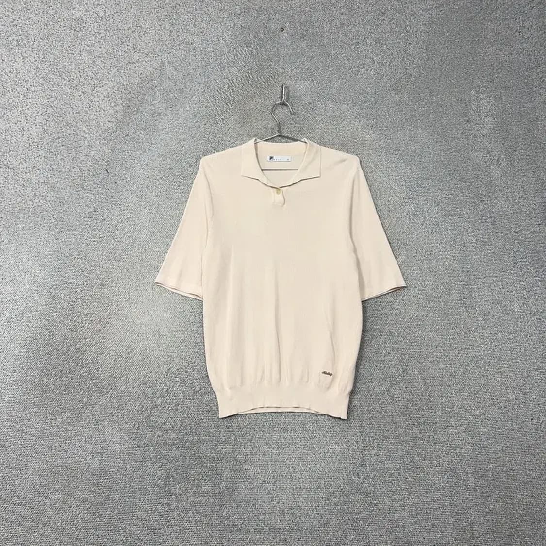 휠라 골프 크림 하단 로고 남성 캐주얼 니트 반팔 카라티 90 상품이미지1