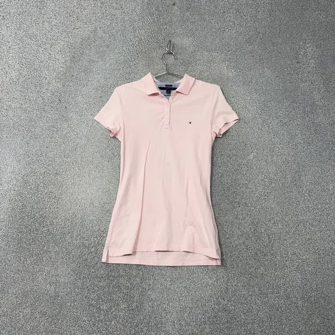 타미힐피거 여성 라이트 핑크 반팔 카라티 S 상품이미지1